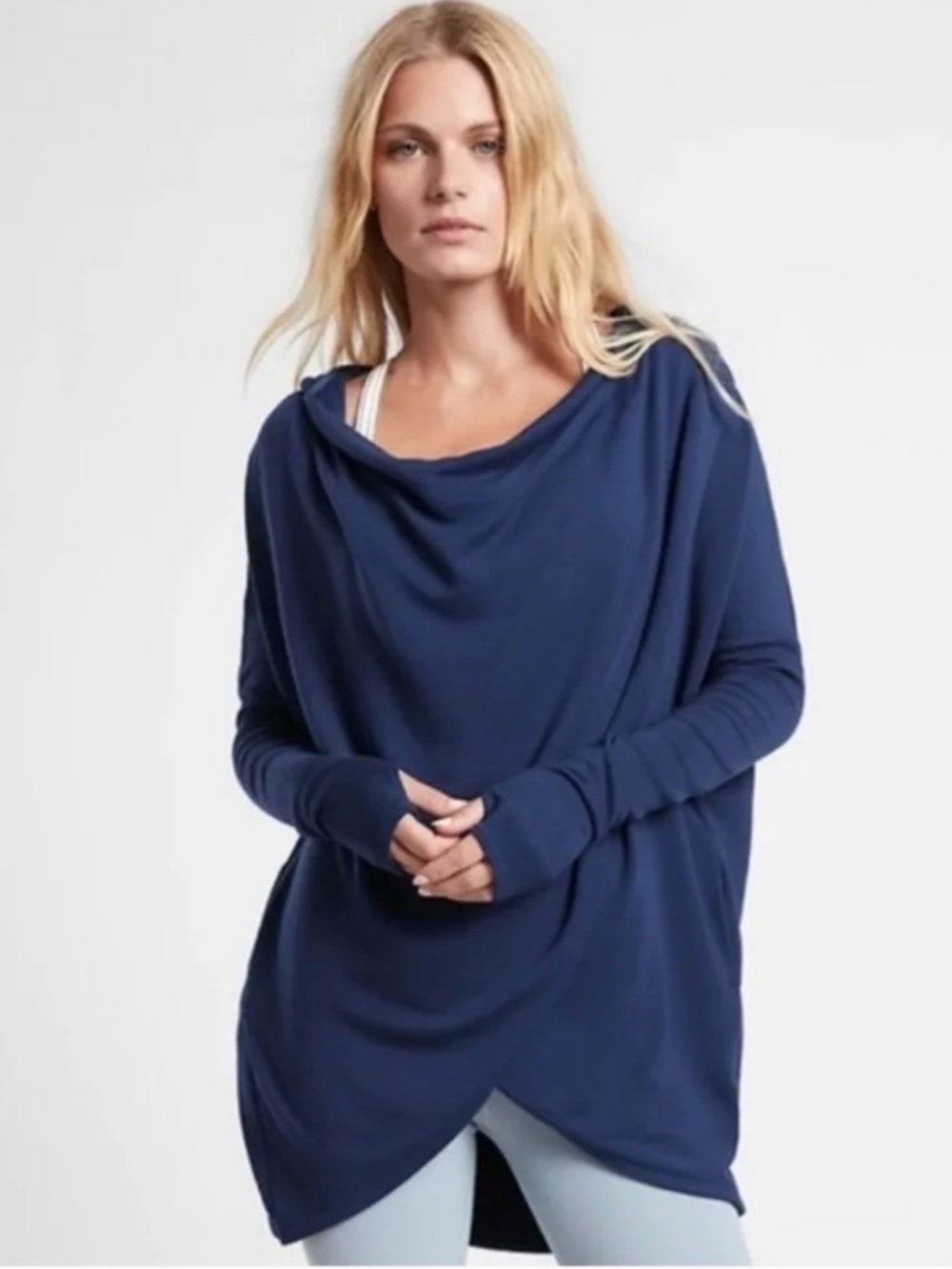 Athleta Purana Wrap Sweatshirt Hoodie in Enchanted Blue Size Small